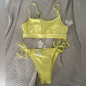 Aerie Yellow Ribbed Bikini Set